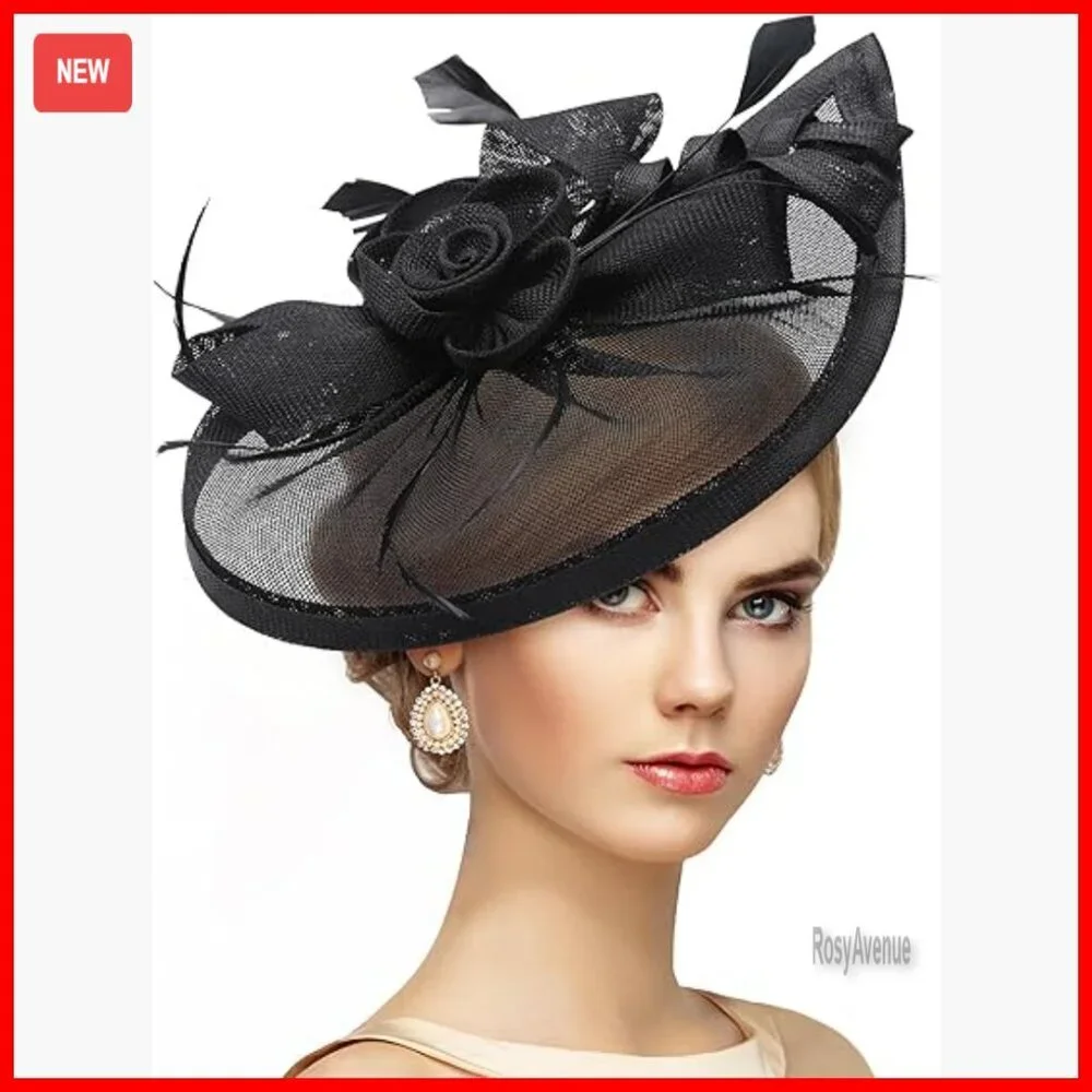 Floral Derby Fascinator Hat with Clip for High Tea Parties & Events